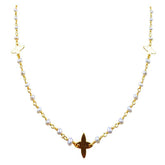 CHG-197-PE-18" 18K Gold Overlay Necklace With Pearl Beads Bali Designs Inc